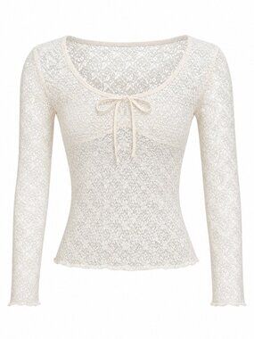 Tilly’s Lace Long Sleeve Ivory Top Size S